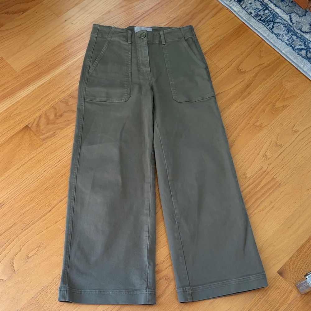 Everlane size 0 olive/army green cropped wide leg pants